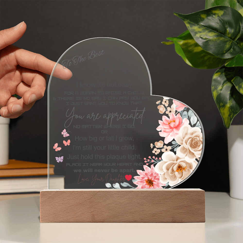 To the best Mom Heart Acrylic Plaque Gift for Mother's Day, Mom birthday gift, Mom Anniversary gift, Mom Christmas gift Gift From Daughter/Son, Best Mom