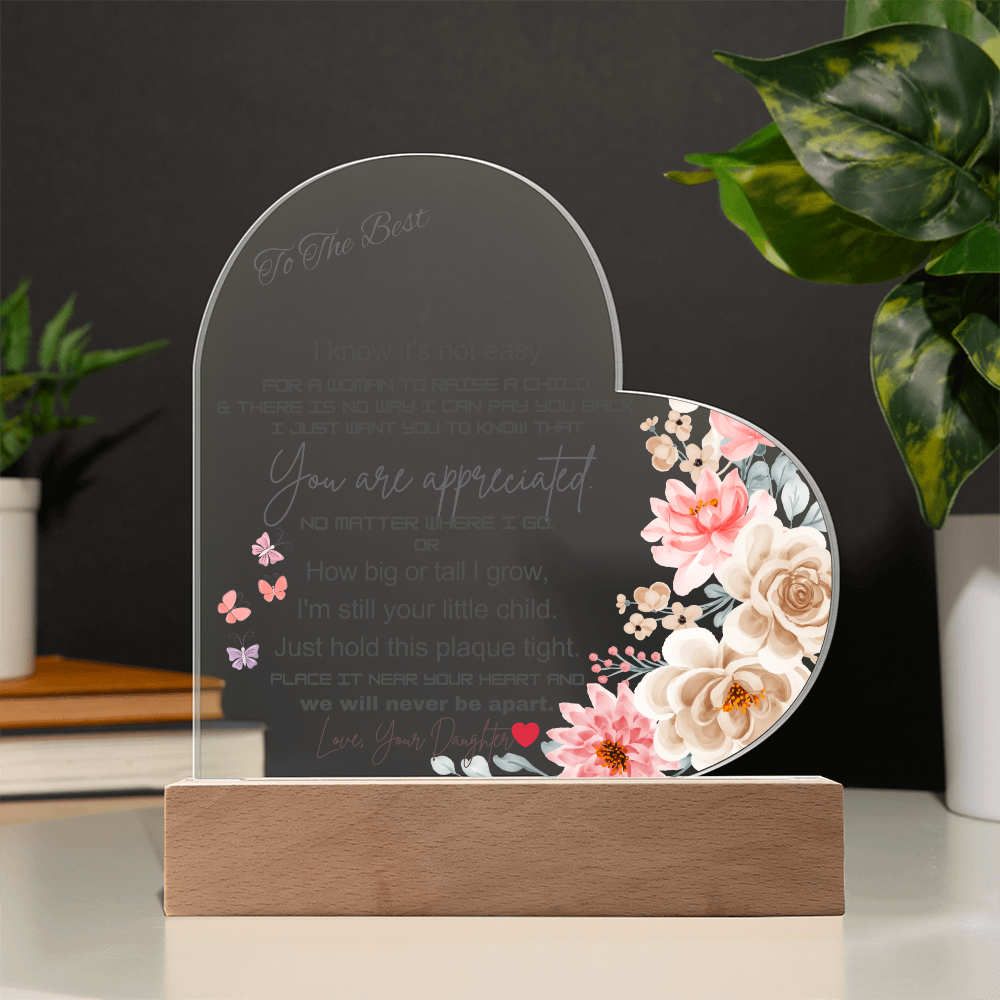 To the best Mom Heart Acrylic Plaque Gift for Mother's Day, Mom birthday gift, Mom Anniversary gift, Mom Christmas gift Gift From Daughter/Son, Best Mom