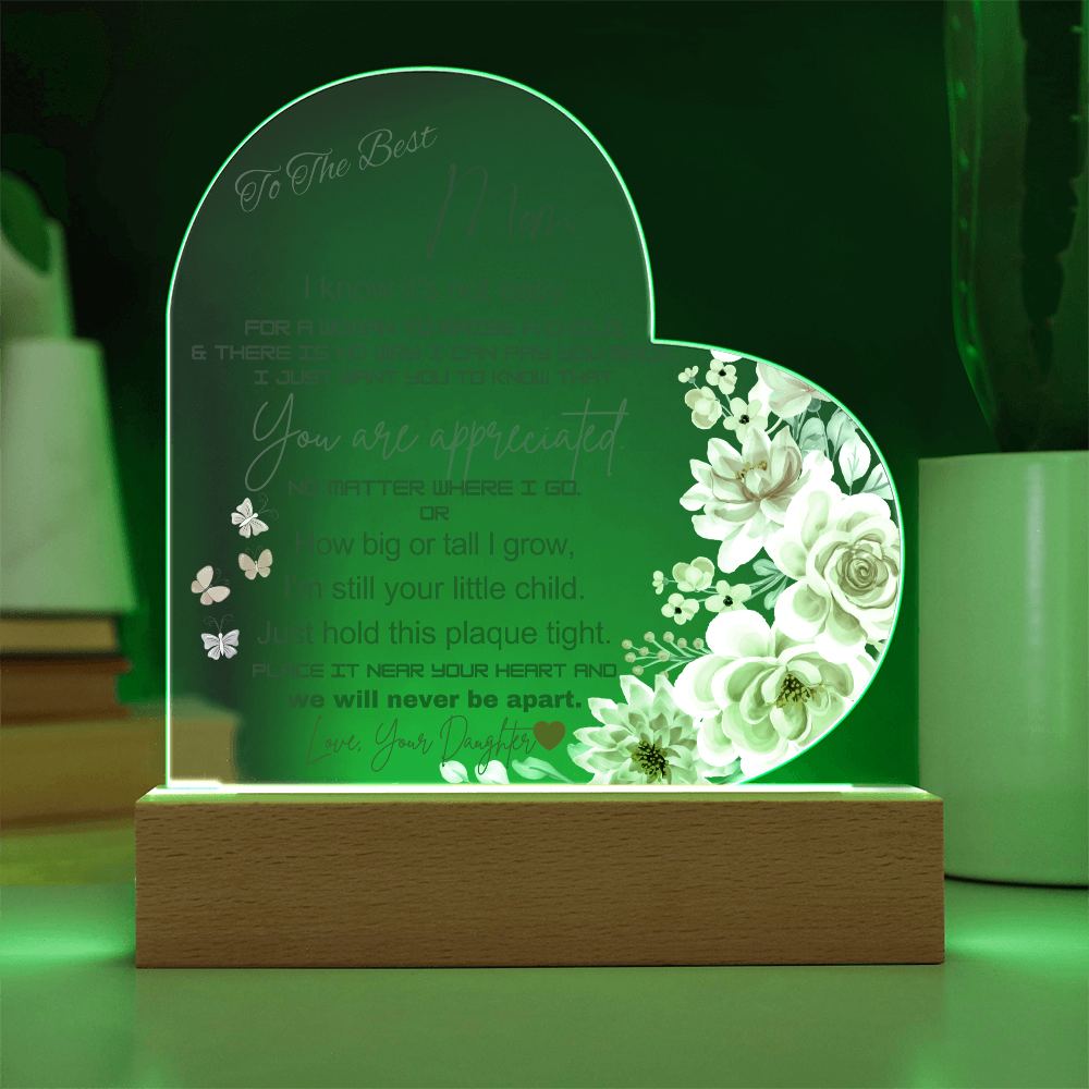 To the best Mom Heart Acrylic Plaque Gift for Mother's Day, Mom birthday gift, Mom Anniversary gift, Mom Christmas gift Gift From Daughter/Son, Best Mom