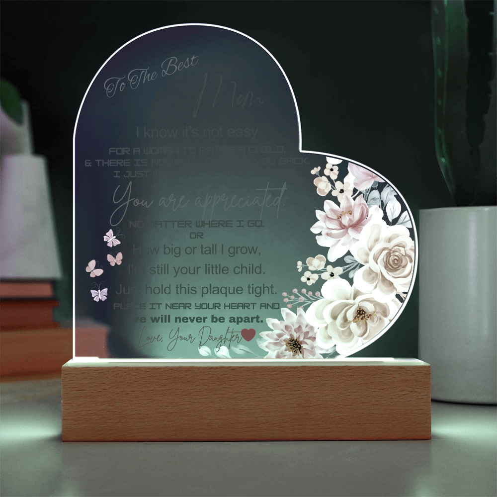 To the best Mom Heart Acrylic Plaque Gift for Mother's Day, Mom birthday gift, Mom Anniversary gift, Mom Christmas gift Gift From Daughter/Son, Best Mom