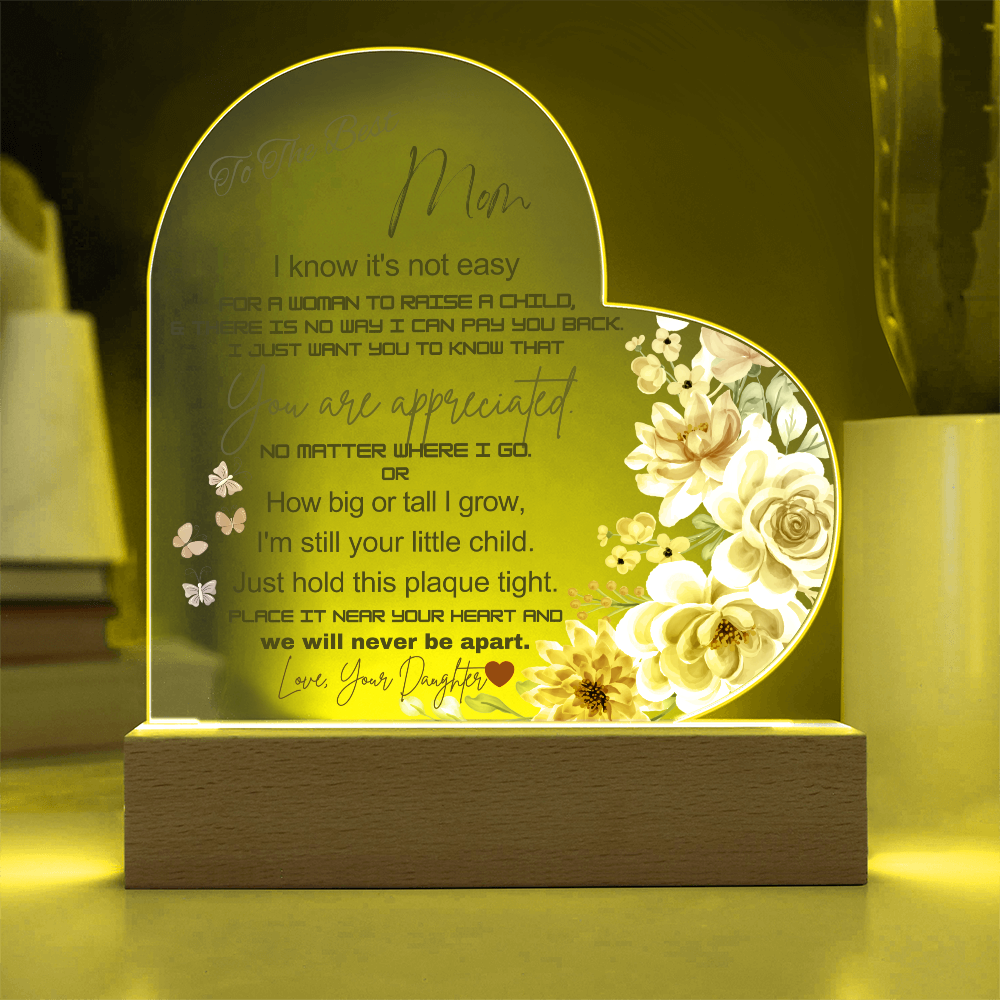 To the best Mom Heart Acrylic Plaque Gift for Mother's Day, Mom birthday gift, Mom Anniversary gift, Mom Christmas gift Gift From Daughter/Son, Best Mom