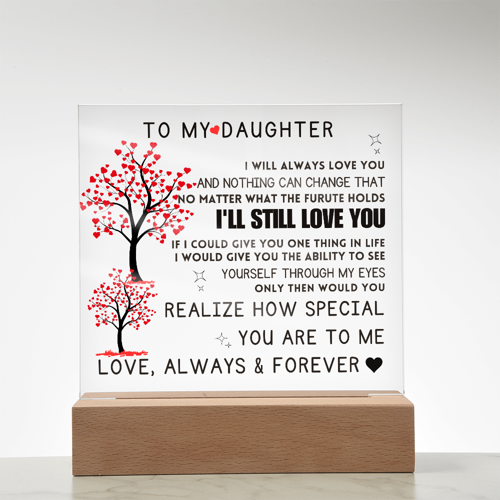 To My Daughter Acrylic Square Plaque Mother Daughter Gift, Gift For Daughter, Daughter Gift, Wedding, Anniversary, Birthday Gift