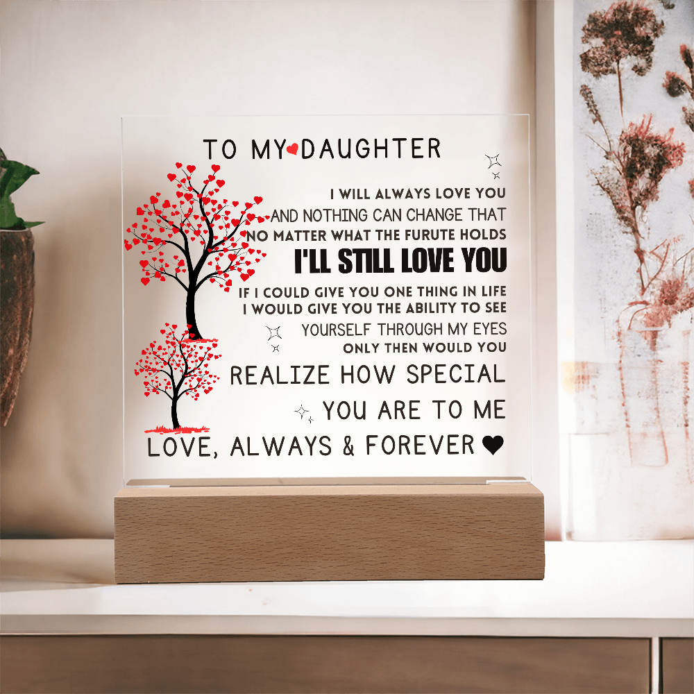 To My Daughter Acrylic Square Plaque Mother Daughter Gift, Gift For Daughter, Daughter Gift, Wedding, Anniversary, Birthday Gift