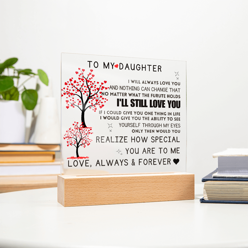 To My Daughter Acrylic Square Plaque Mother Daughter Gift, Gift For Daughter, Daughter Gift, Wedding, Anniversary, Birthday Gift