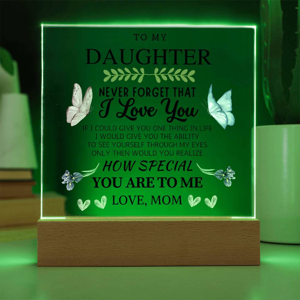 To My Daughter Acrylic Plaque with Heartwarming Message – LED Light Base, USB or Battery Powered, Perfect Keepsake for Loved Ones