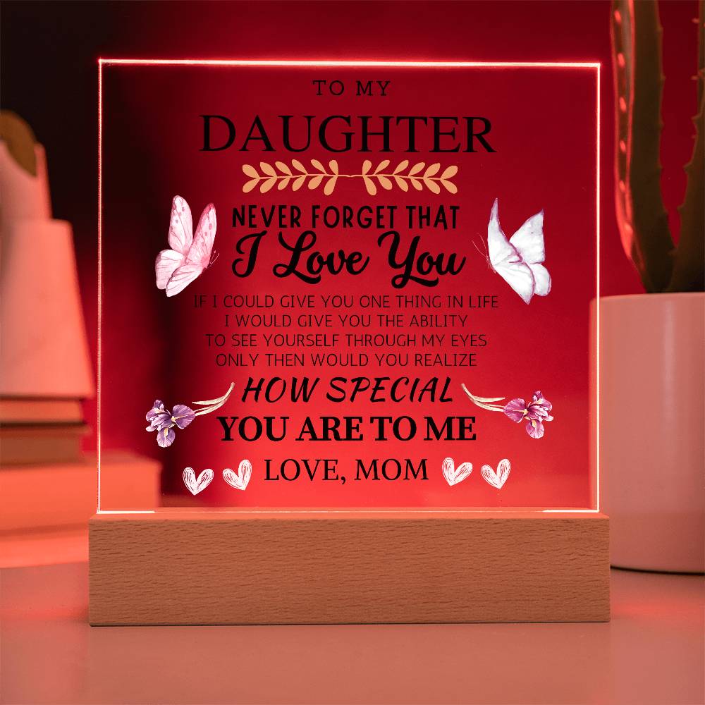 To My Daughter Acrylic Plaque with Heartwarming Message – LED Light Base, USB or Battery Powered, Perfect Keepsake for Loved Ones