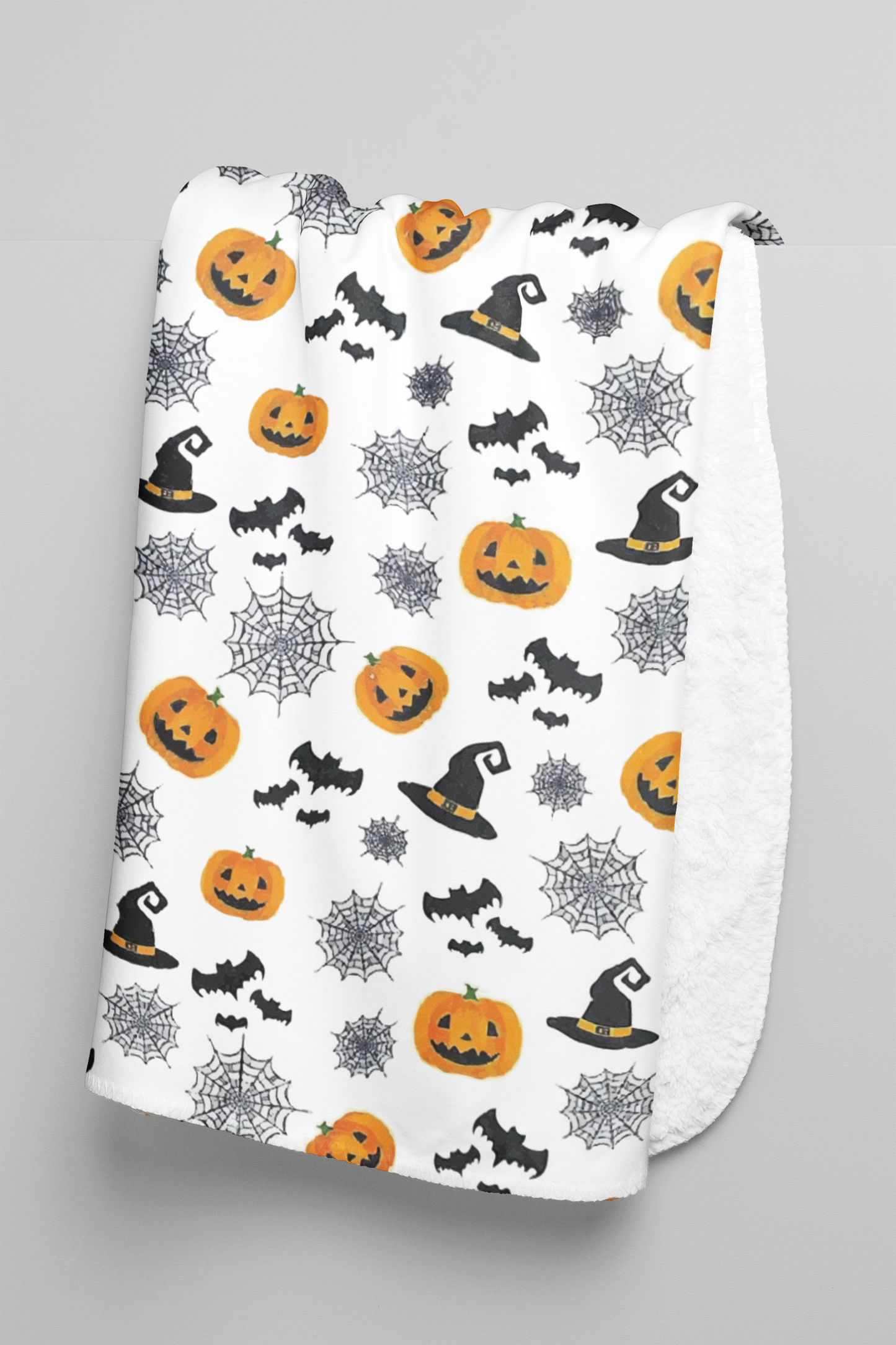 Halloween Flannel Blanket - Spider Web, Witch Hat, Black Bat, Pumpkin Print | Soft Cozy Throw for Bed, Couch, Office & Travel | Warm Lightweight Plush Blanket - Perfect Halloween & Christmas Gift