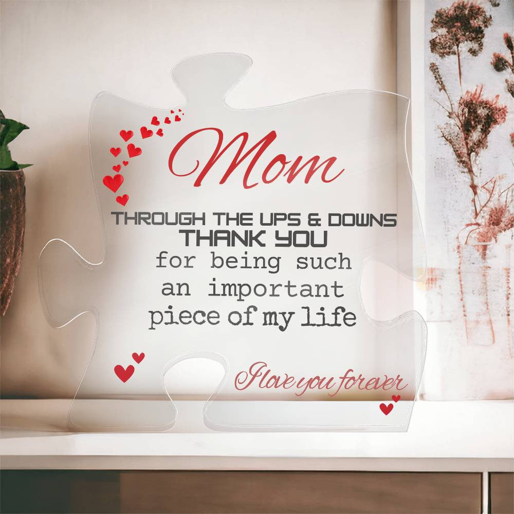 Mom Engraved Acrylic Puzzle Plaque Gifts for Mom, Gift for Mom Birthday Gift for Christmas