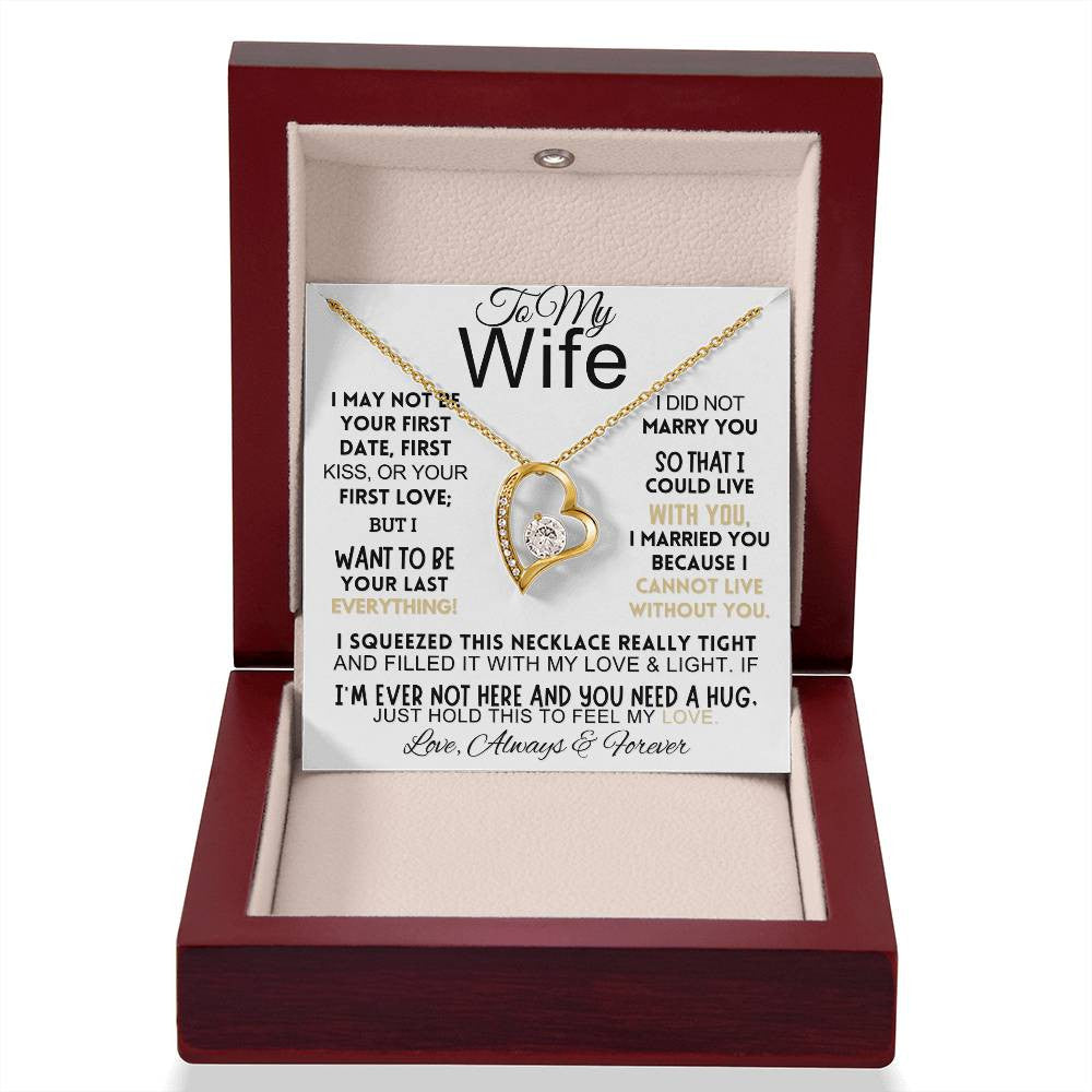 To My Wife Necklace Gold Forever Love Necklace with Message Card, Sentimental Gifts, Anniversary Gifts For Couple, Gift for Wife