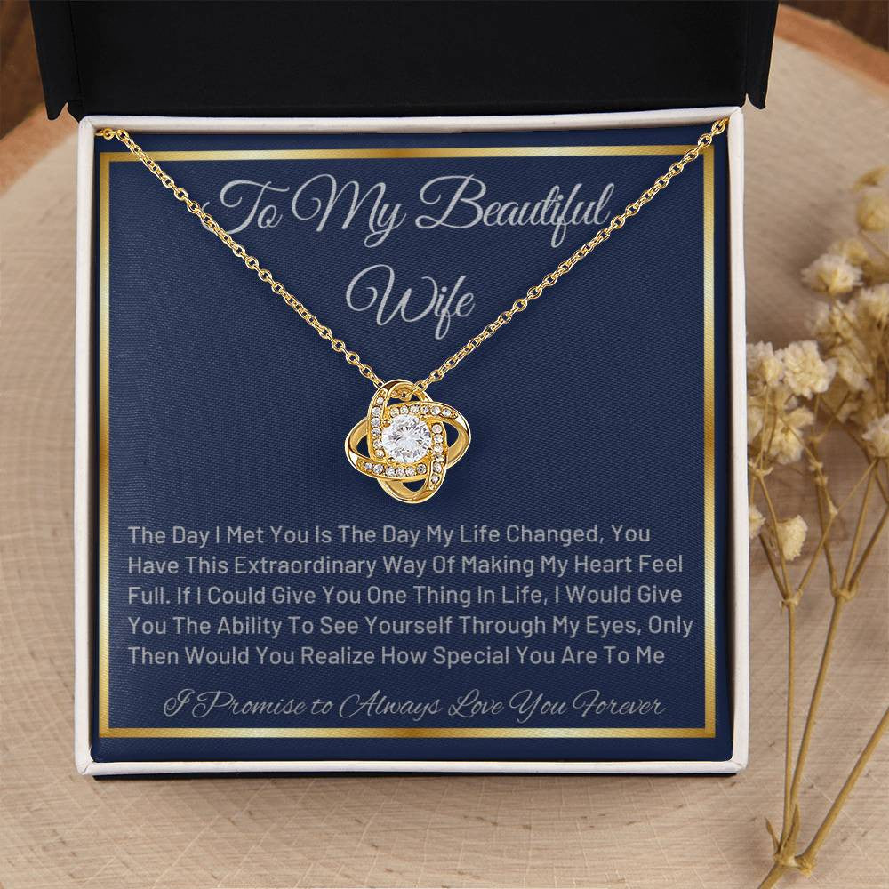 To My Wife Necklace, Love Knot Necklace (Yellow & White Gold Variants) Anniversary Gift For Wife Birthday Gift, Wife Gifts For Her, Wife Jewelry, Wife Sentimental Gift