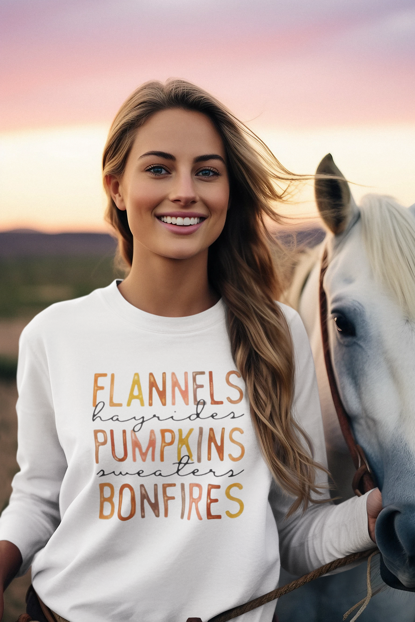 Women's Long Sleeve Crew Neck Tee - Halloween Pumpkin Design | Casual Fall & Spring Top