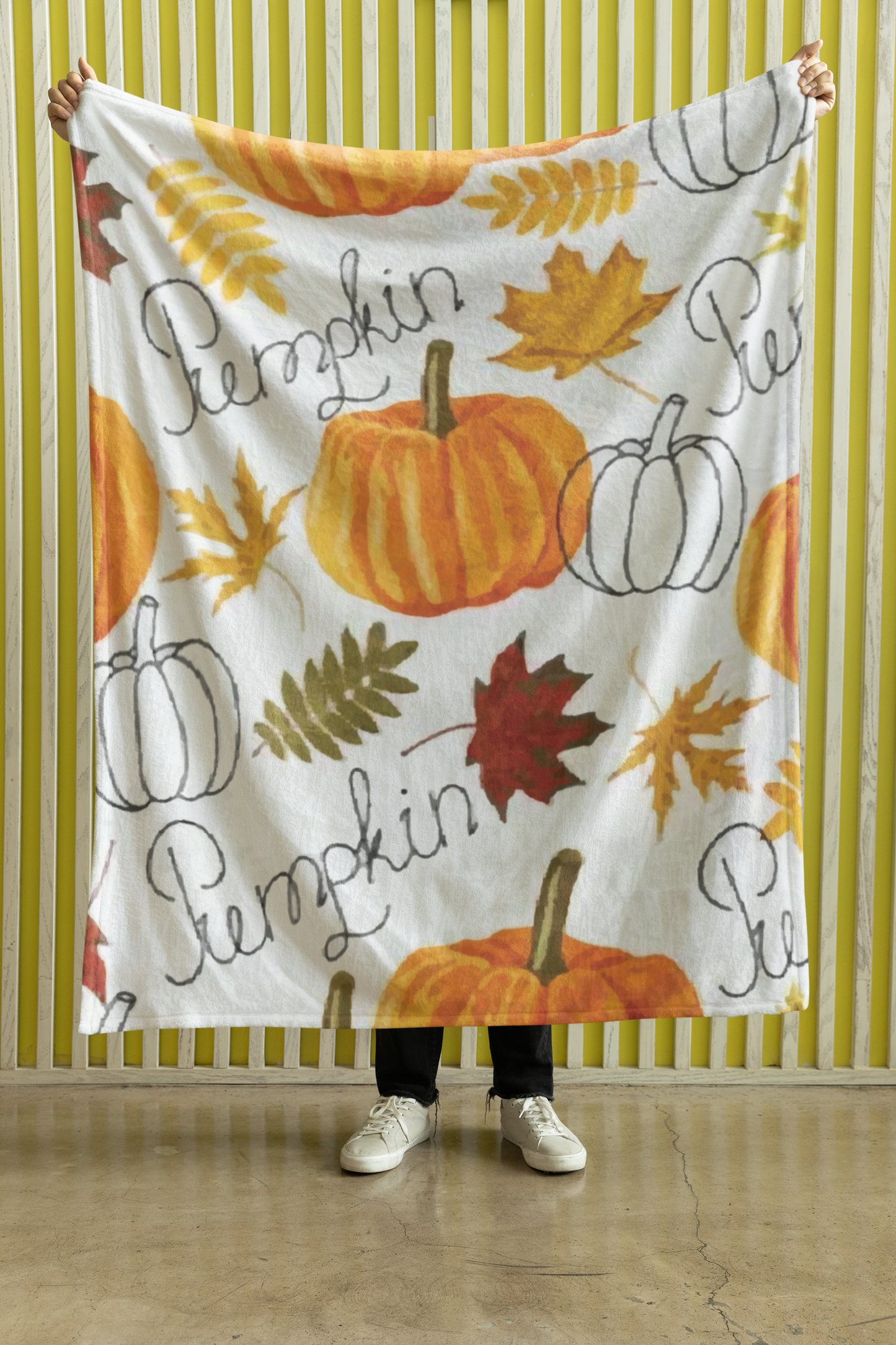 Cozy Flannel Blanket with Halloween Pumpkin Design - Soft Sofa Throw for Fall & Thanksgiving Decor