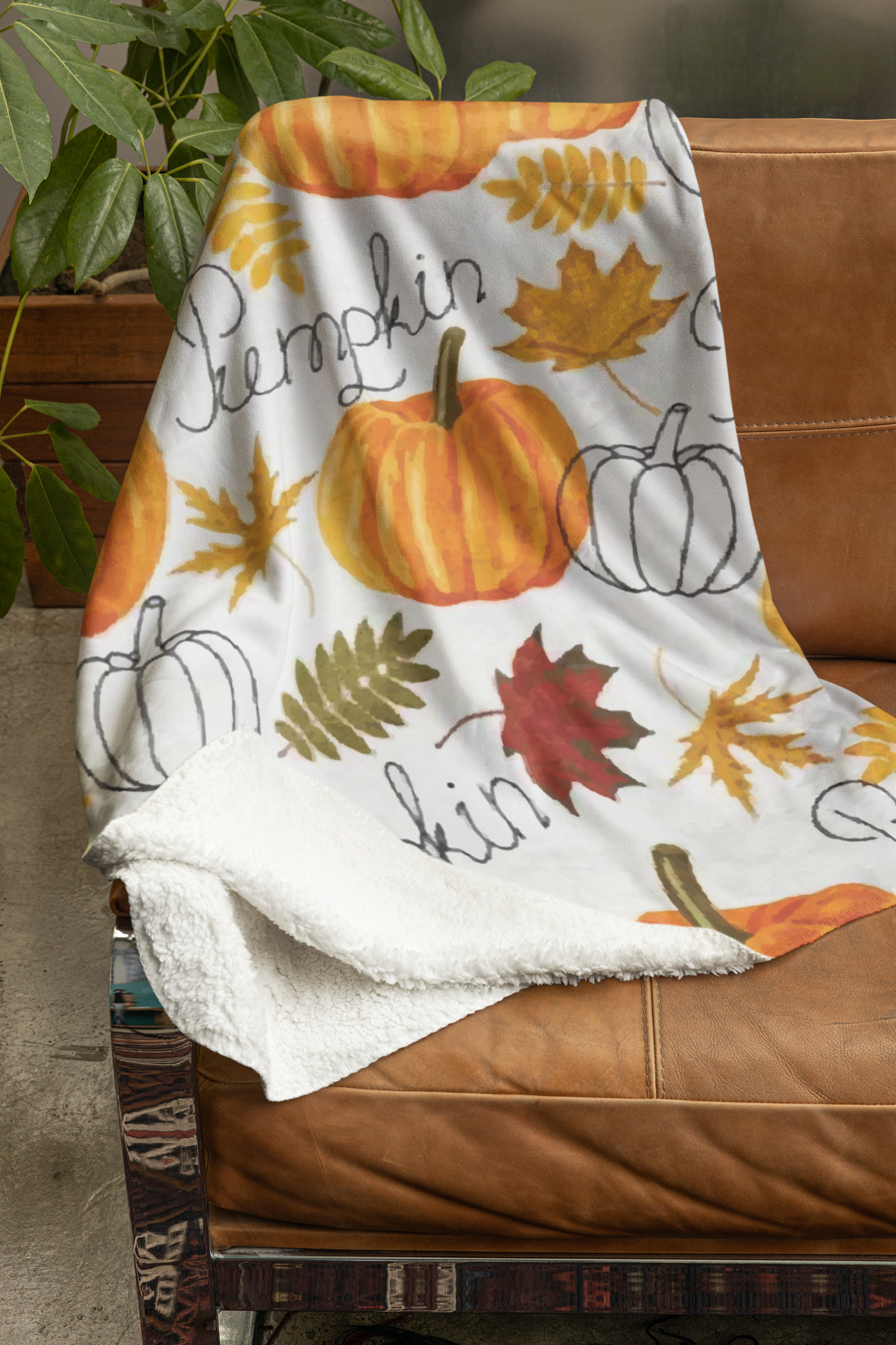 Cozy Flannel Blanket with Halloween Pumpkin Design - Soft Sofa Throw for Fall & Thanksgiving Decor