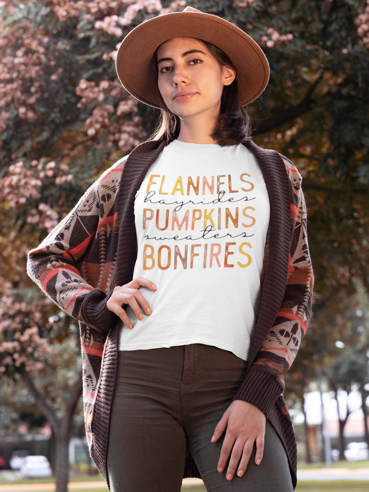 Women's Long Sleeve Crew Neck Tee - Halloween Pumpkin Design | Casual Fall & Spring Top