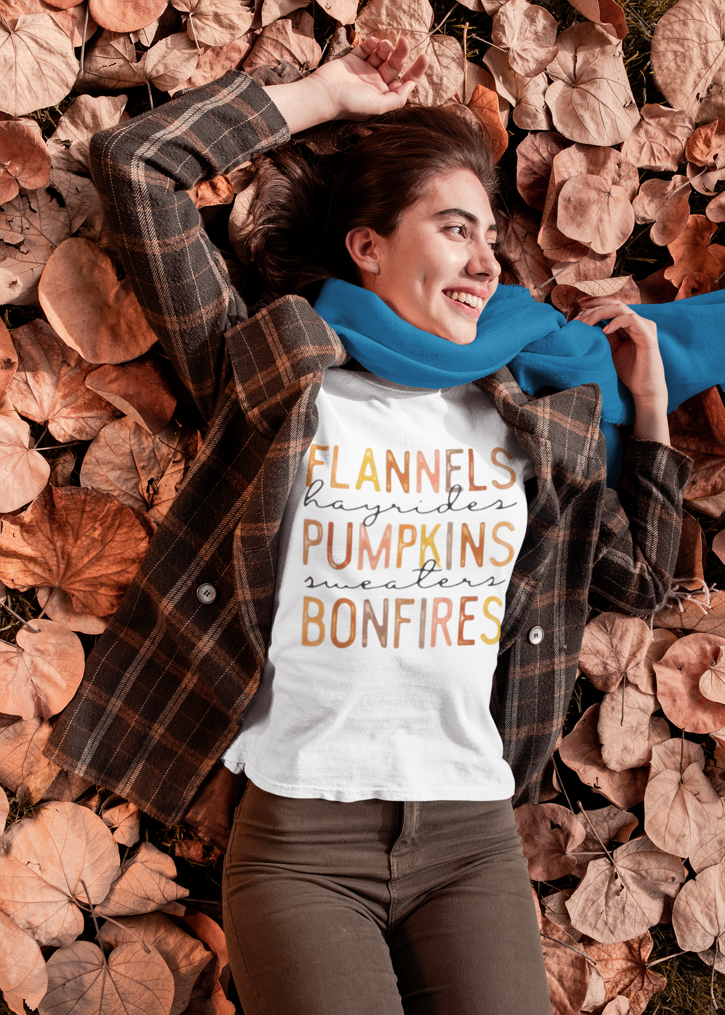 Women's Long Sleeve Crew Neck Tee - Halloween Pumpkin Design | Casual Fall & Spring Top
