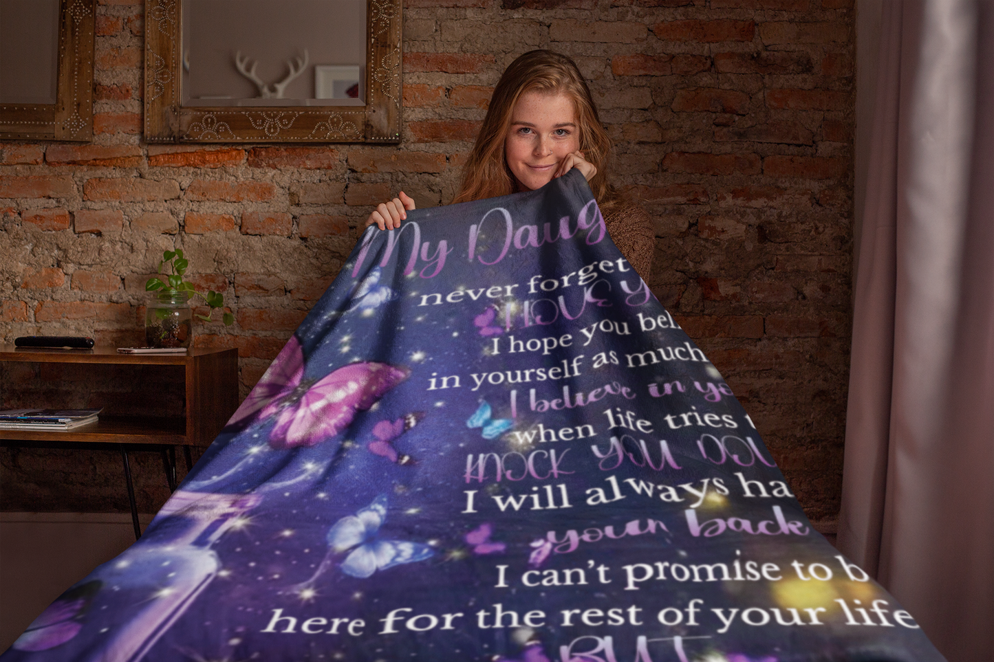 Blanket For My Daughter, Lightweight Throw For Sofa, Bed, Travel, Camping, Livingroom, Office, Couch, Chair, And Bed, Digital Printing Fleece and Sherpa Blanket With Soft And Warm Flannel Fabric