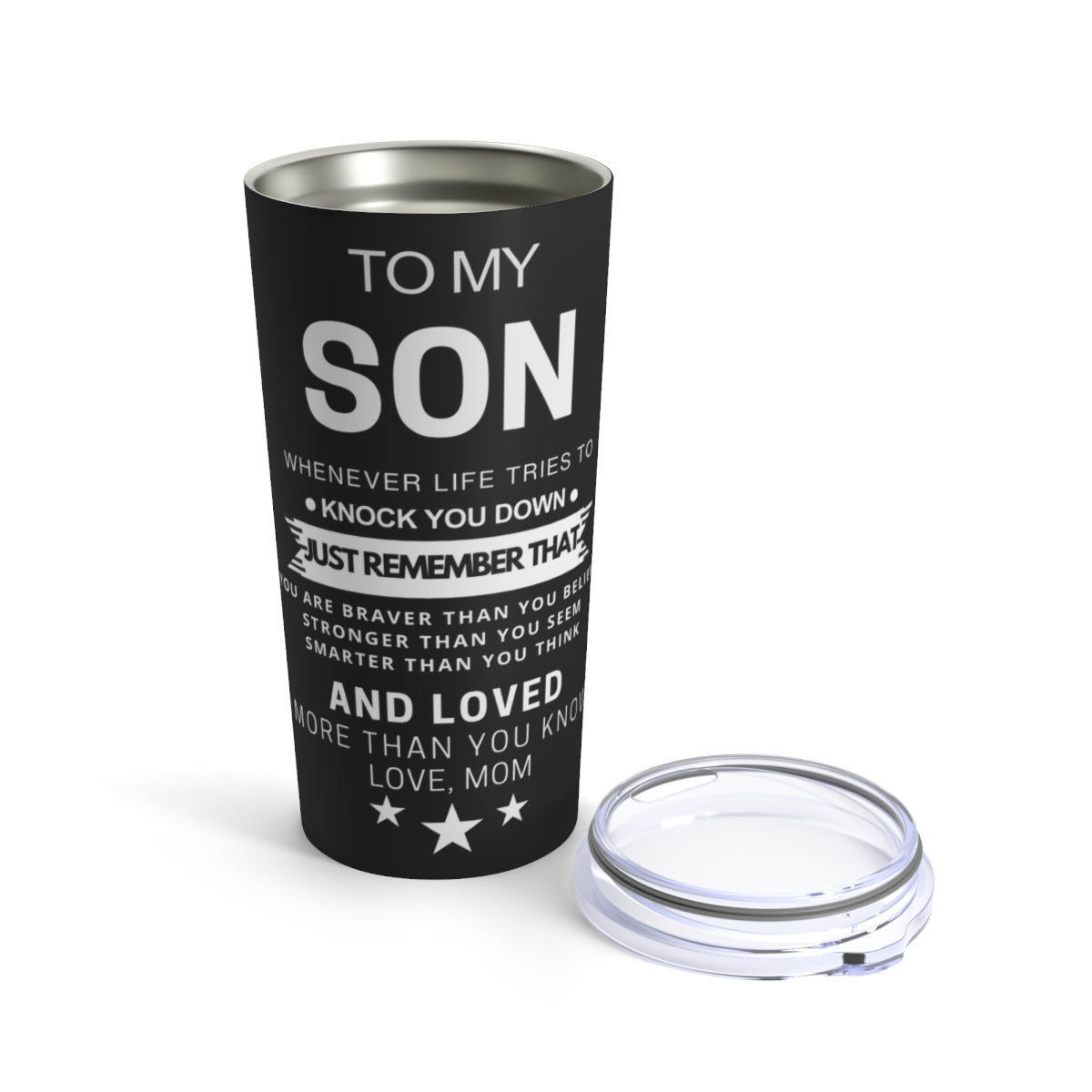 “To My Son” "20oz Insulated Stainless Steel Tumbler with Lid – BPA-Free Travel Mug for Hot & Cold Drinks | Perfect Christmas, Halloween, Father’s Day, Graduation Gift for Son | Ideal for Camping, Outdoor Adventures & Travel