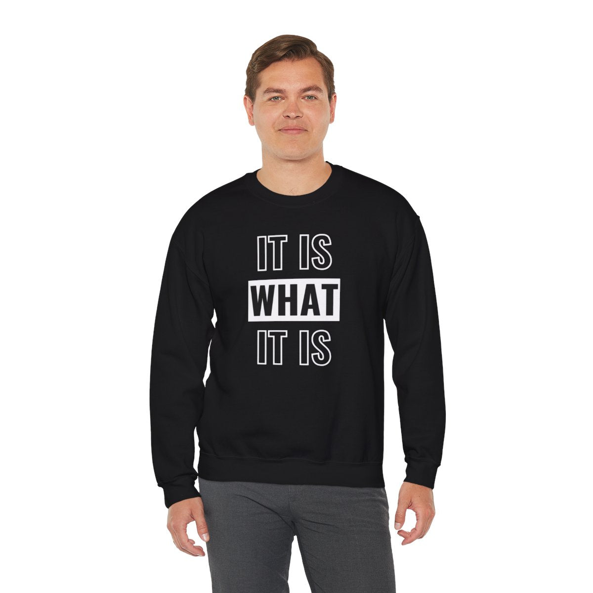 Men's 'IT IS WHAT IT IS' Print Hoodie – Casual Drawstring Sweatshirt for Fall & Winter | Comfortable Long Sleeve Pullover